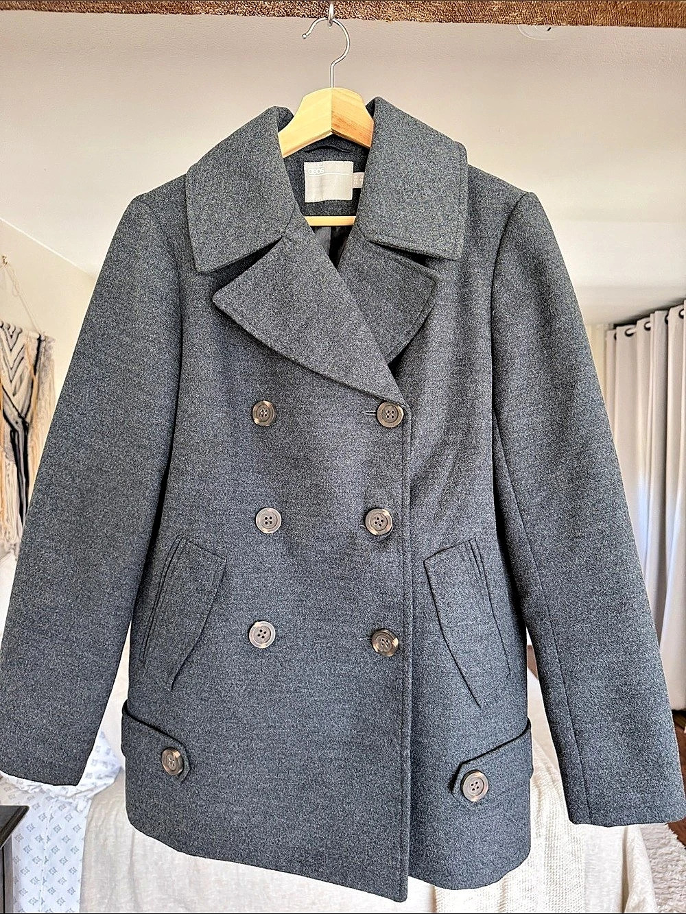 ASOS Double-Breasted Pea Coat in Gray Size 8 Like New